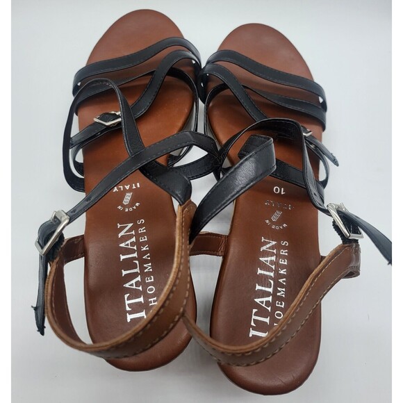 Women’s Platform Heels Open Toe Ankle Strap Italian Shoemakers Black Size 10 - Picture 4 of 7